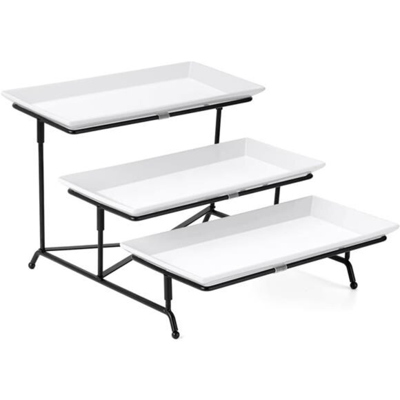 3 Tier Serving Trays for Party, Porcelain Serving Platters and Trays, 12 Inch - Picture 1 of 7